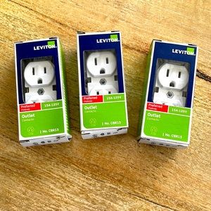 Leviton CBR15 Preferred Back and Side Wire Outlet- White (3)
